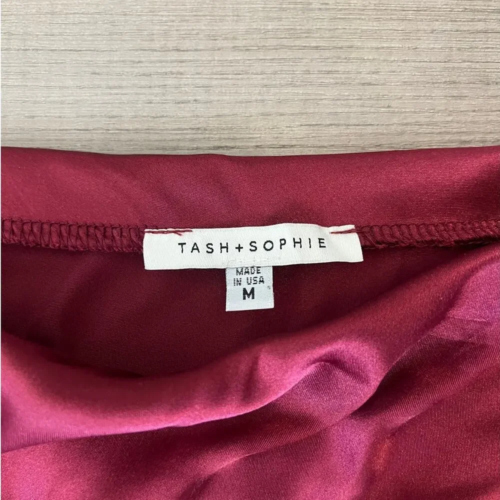 NWT Tash + Sophie Burgundy Silky Midi Skirt